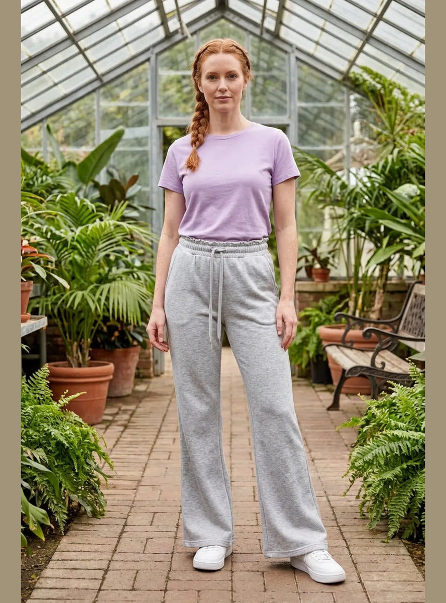 Pantalón Mujer Flare Pierna Ancha Cintura Elasticada