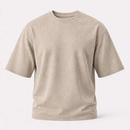 Polera Hombre Oversize Manga Corta Cuello Redondo Lisa