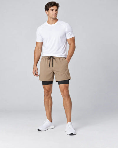 Short Deportivo Hombre 2 En 1 Con Calza Interior Gimnasio