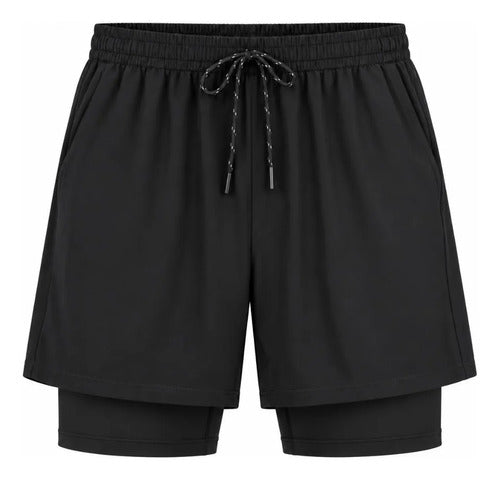 Short Deportivo Hombre 2 En 1 Con Calza Interior Gimnasio