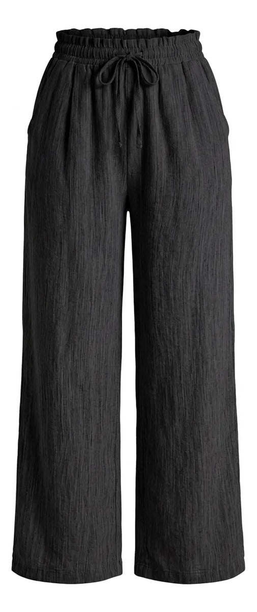Pantalón Mujer Palazzo Jaspeado Pierna Ancha con Bolsillos