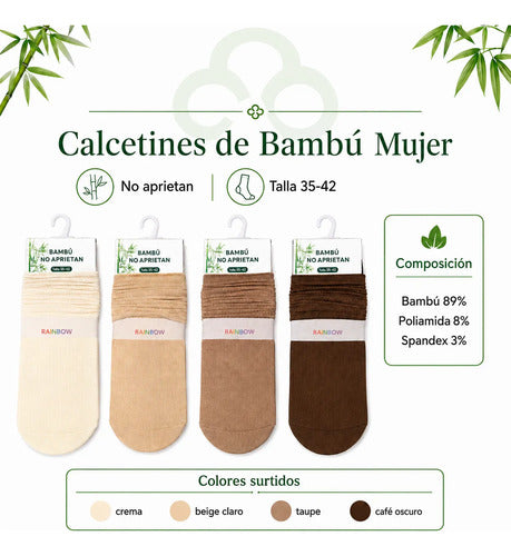 Calcetines Mujer Bambú Comfort Pack 12 Pares Talla 35-42
