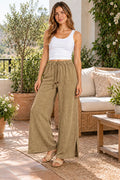 Pantalón Mujer Palazzo Tiro Alto Cintura Elasticada Brisa