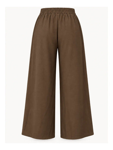 Pantalón Palazzo Mujer Cintura Elasticada Con Lazo