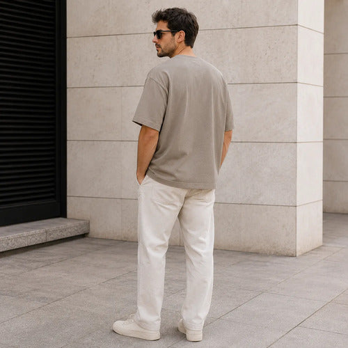 Polera Hombre Oversize Manga Corta Cuello Redondo Lisa