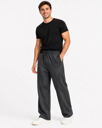 Pantalón De Buzo Unisex Pierna Ancha Con Interior Térmico