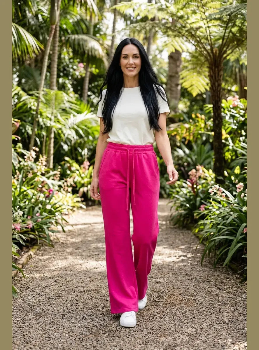 Pantalón Mujer Flare Pierna Ancha Cintura Elasticada