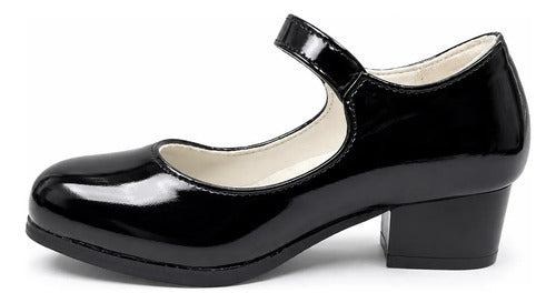 Zapato Cueca Mujer Charol Negro Taco Fiestas Patrias