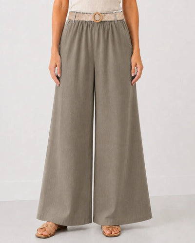 Pantalón Palazzo Mujer Pierna Ancha Cintura Elasticada