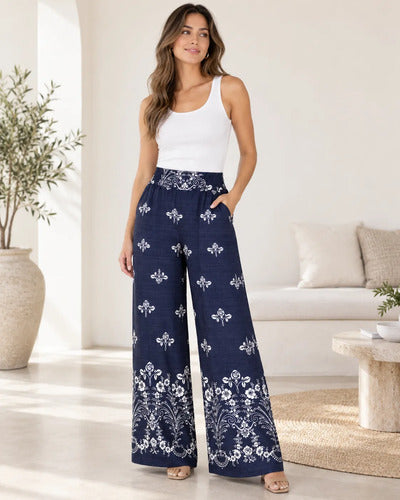 Pantalón Palazzo Mujer Modelo Florencia Estampado Floral