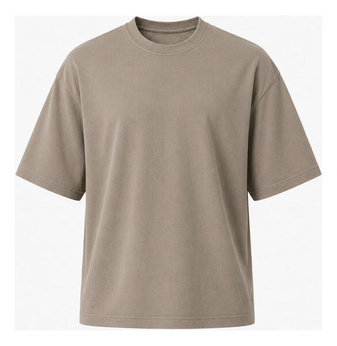 Polera Hombre Oversize Manga Corta Cuello Redondo Lisa
