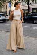 Pantalón Palazzo Mujer Pierna Ancha Cintura Elasticada