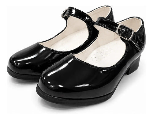 Zapato Cueca Mujer Charol Negro Taco Fiestas Patrias