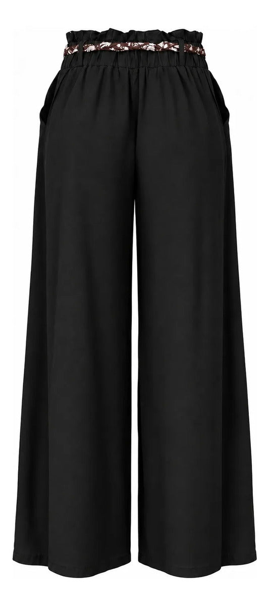 Pantalón Palazzo Mujer Cintura Elasticada con Lazo Siena