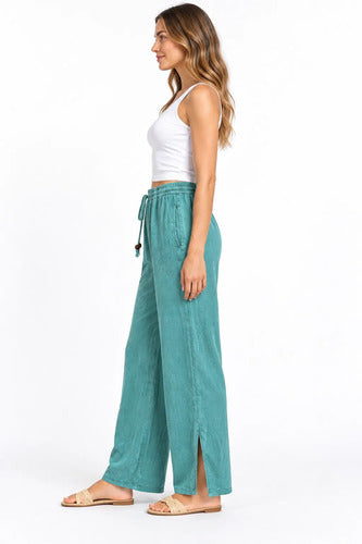 Pantalón Mujer Palazzo Tiro Alto Cintura Elasticada Brisa