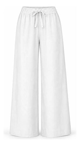Pantalón Palazzo Mujer Algodón Cintura Elasticada Con Lazo