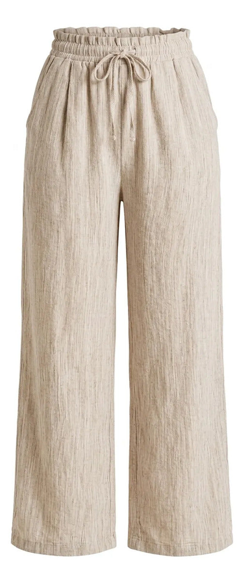 Pantalón Mujer Palazzo Jaspeado Pierna Ancha con Bolsillos