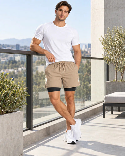 Short Deportivo Running Hombre 2 En 1 Con Calza Interior