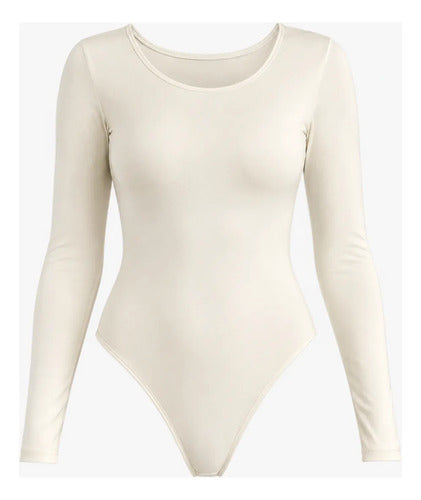 Body Mujer Manga Larga Escote Redondo Compresor Ajustado
