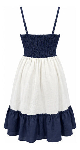 Vestido Mujer Bordado Floral Escote V Tirantes Ajustables