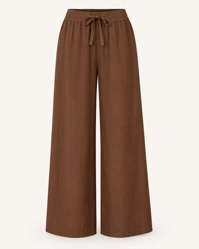 Pantalón Palazzo Mujer Algodón Cintura Elasticada Con Lazo