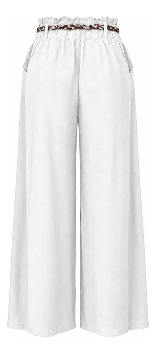 Pantalón Palazzo Mujer Cintura Elasticada con Lazo Siena