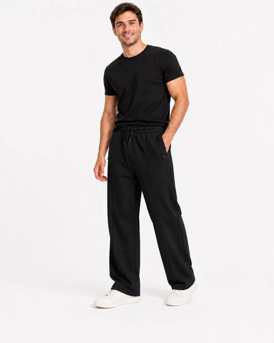 Pantalón De Buzo Unisex Pierna Ancha Con Interior Térmico