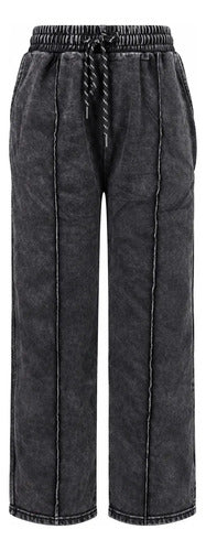 Pantalón Mujer Stone Pierna Recta Cintura Elástica Prelavado
