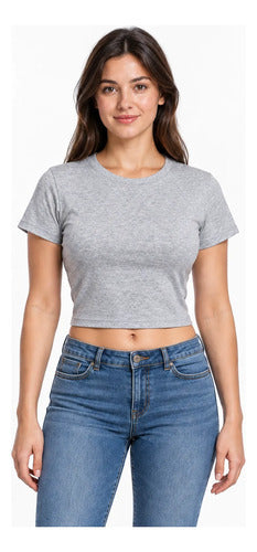 Polera Mujer Básica Manga Corta Cuello Redondo