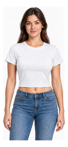Polera Mujer Básica Manga Corta Cuello Redondo