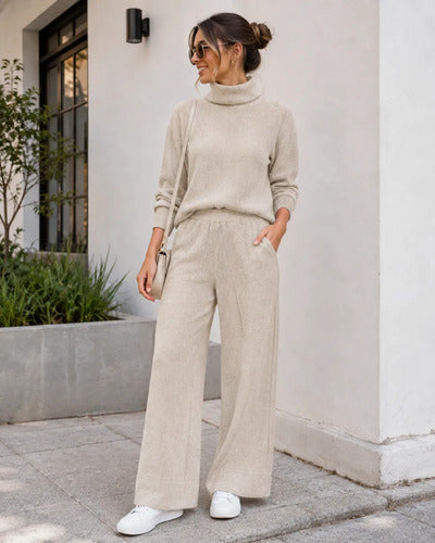Conjunto Mujer Cuello Alto Pantalón Palazzo Primavera