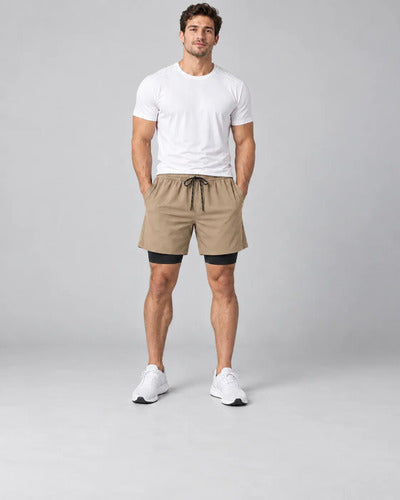 Short Deportivo Hombre 2 En 1 Con Calza Interior Gimnasio