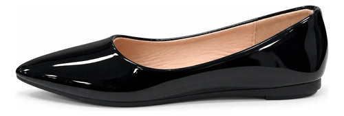 Balerina Mujer Punta Fina Charol Zapato Plano Elegante
