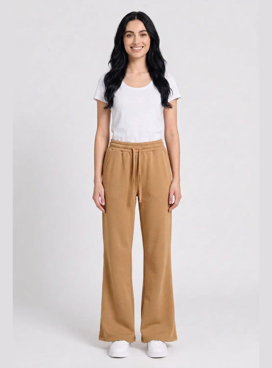 Pantalón Mujer Flare Pierna Ancha Cintura Elasticada