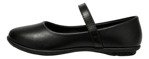 Zapato Escolar Y Cueca Niña Mujer Negro Con Correa