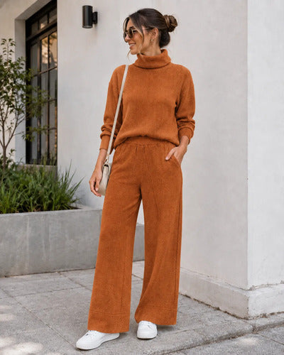Conjunto Mujer Cuello Alto Pantalón Palazzo Primavera