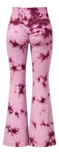 Calza Mujer Flare Scrunch Tiro Alto Tie Dye Corte Acampanado