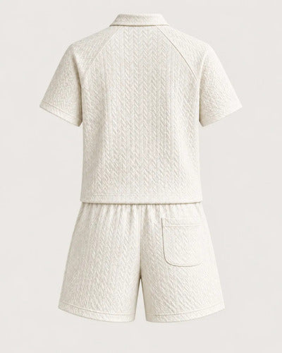Conjunto Hombre Polera Polo Manga Corta Short Texturizado