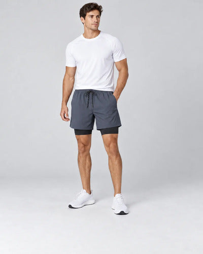 Short Deportivo Hombre 2 En 1 Con Calza Interior Gimnasio
