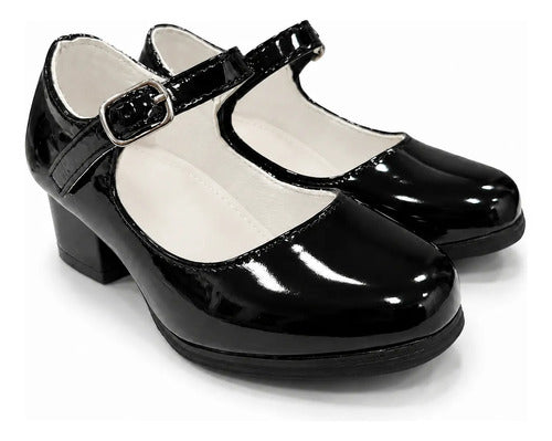 Zapato Cueca Mujer Charol Negro Taco Fiestas Patrias