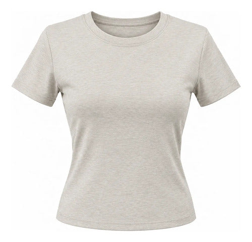 Polera Mujer Básica Manga Corta Cuello Redondo