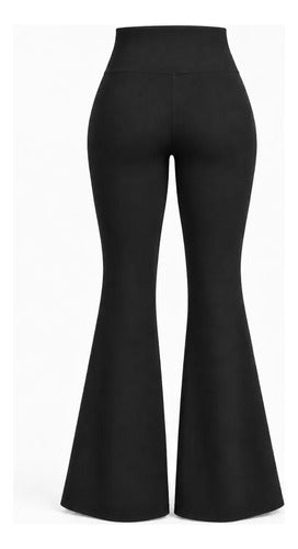 Pantalón Flare Mujer Negro Tiro Alto Acampanado