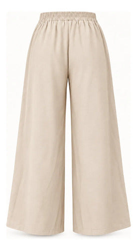 Pantalón Palazzo Mujer Cintura Elasticada Con Lazo