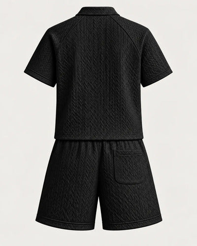 Conjunto Hombre Polera Polo Manga Corta Short Texturizado