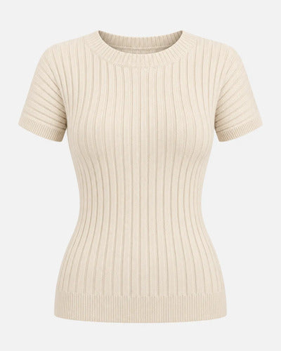 Top Mujer Tejido Acanalado Manga Corta Talla Única