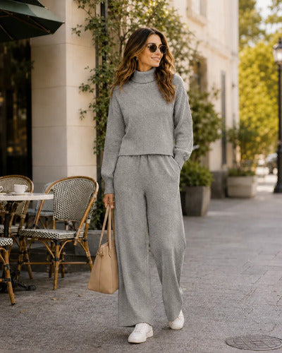 Conjunto Mujer Cuello Alto Pantalón Palazzo Primavera
