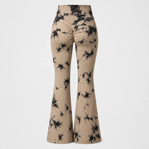 Calza Mujer Flare Scrunch Tiro Alto Tie Dye Corte Acampanado