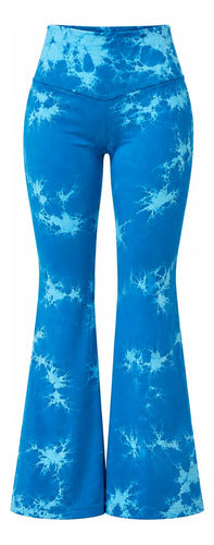 Calza Mujer Flare Scrunch Tiro Alto Tie Dye Corte Acampanado