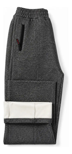 Pantalón De Buzo Unisex Pierna Ancha Con Interior Térmico