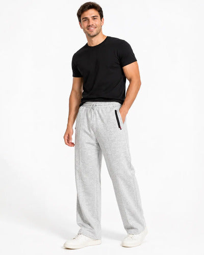 Pantalón De Buzo Unisex Pierna Ancha Con Interior Térmico